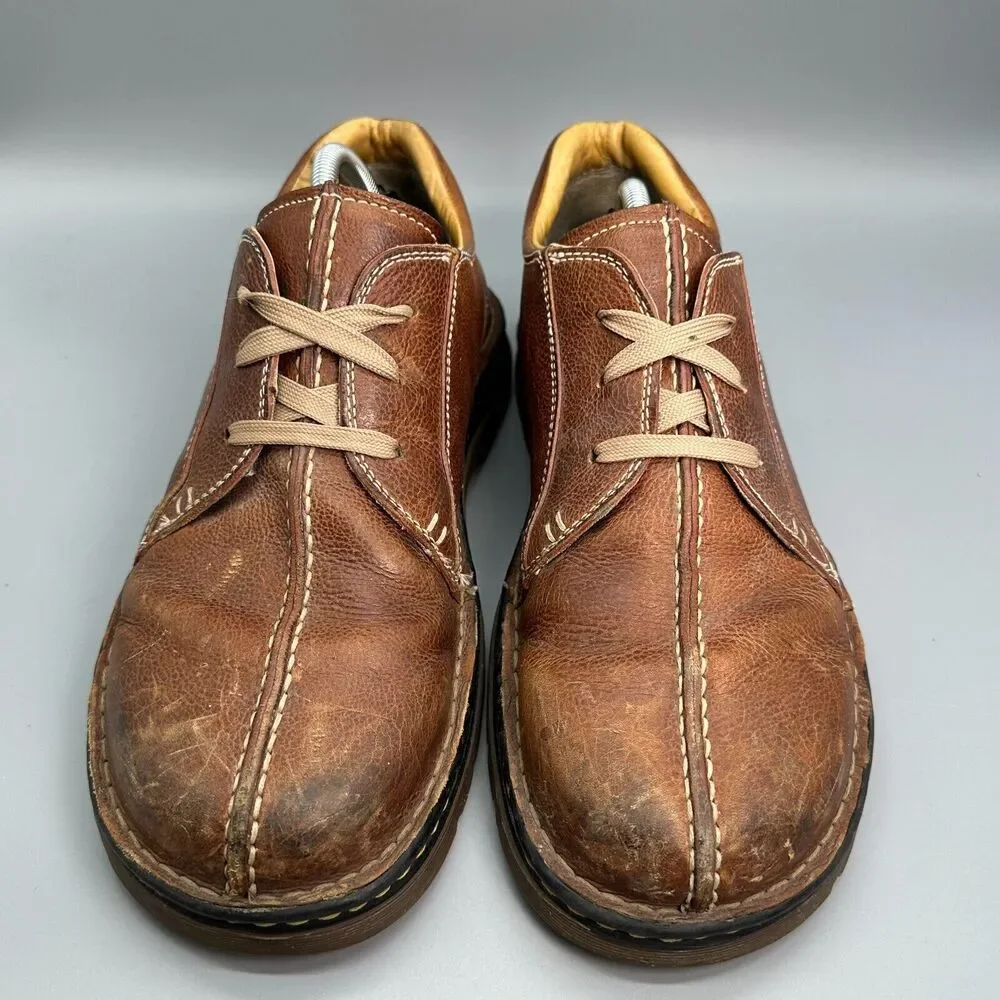 Dr. Martens Men's 11 Brown Leather Casual Oxfords Shoes Round Toe Lace Up